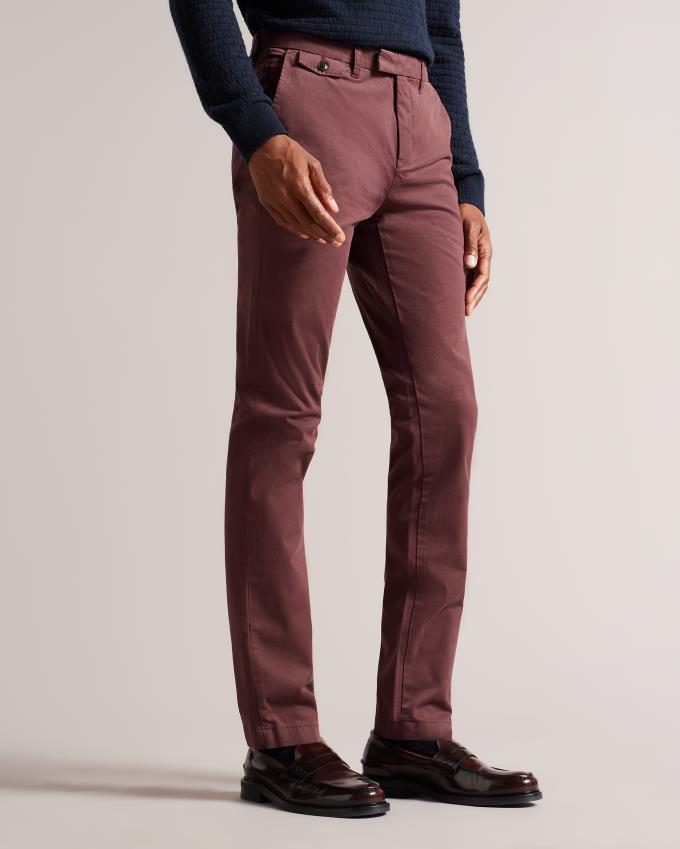 Pantalon Chino Ted Baker Slim Bordeaux Homme | TLD-41910028